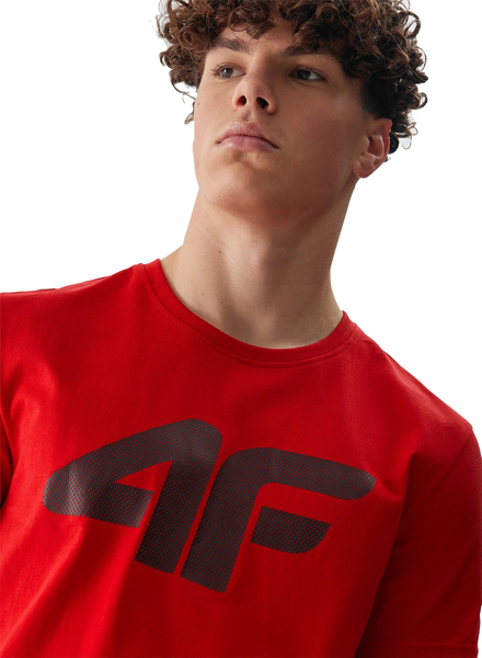 T-shirt męski 4F Koszulka regular z nadrukiem czerwony