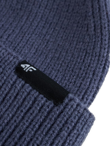 Czapka dziecięca Beanie zimowa z dodatkiem wełny granatowa 