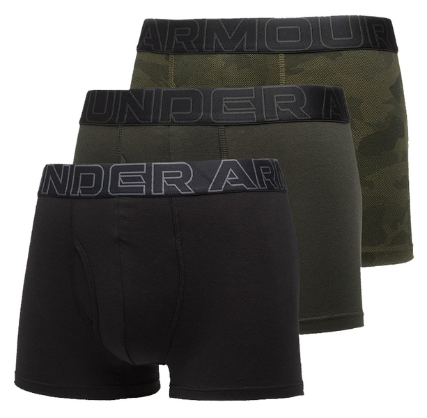 Bokserki męskie UNDER ARMOUR Czarne/Khaki - 3 PAK Performance
