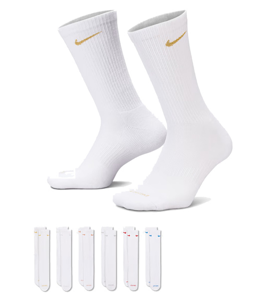 Skarpety długie NIKE 6-PAK Everyday Plus Cushioned Białe Dri-FIT