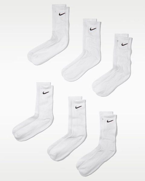 Skarpety długie NIKE Everyday Cushion Crew 6 pak BIAŁE Sportowe